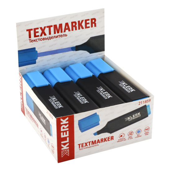 Текстовыделитель 1,0-5,0 мм, скошенный, цвет голубой KLERK 211859