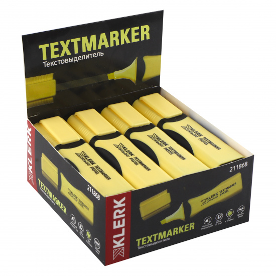 Текстовыделитель 1,0-5,0 мм, скошенный, цвет желтый KLERK 211868
