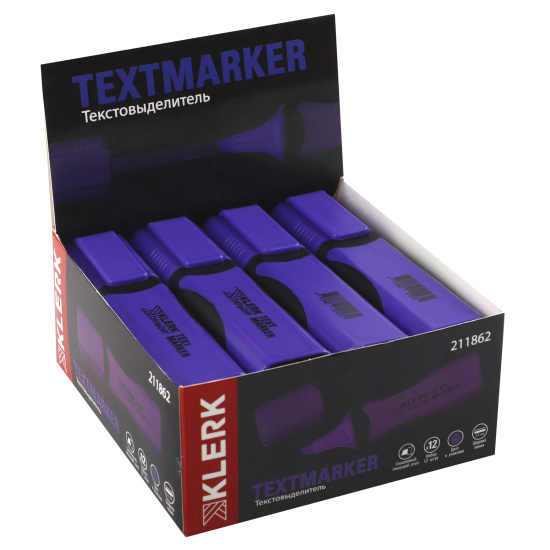 Текстовыделитель 1,0-5,0 мм, скошенный, цвет фиолетовый KLERK 211862