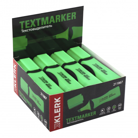 Текстовыделитель 1,0-5,0 мм, скошенный, цвет зеленый KLERK 211867