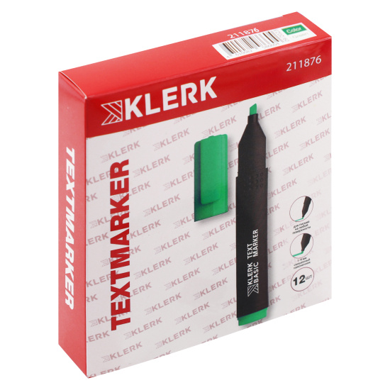 Текстовыделитель 1,0-4,0 мм, скошенный, цвет зеленый KLERK 211876