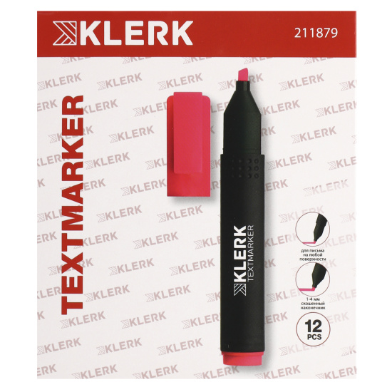 Текстовыделитель 1,0-4,0 мм, скошенный, цвет розовый KLERK 211879