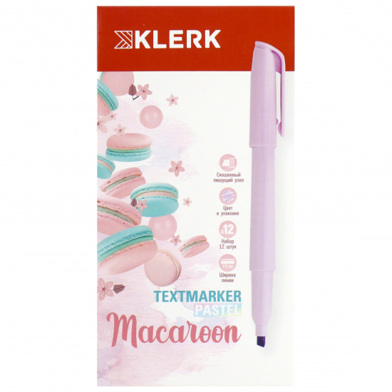 Текстовыделитель 1,0-5,0 мм, скошенный, цвет сиреневый Macaroon Pastel KLERK 211891