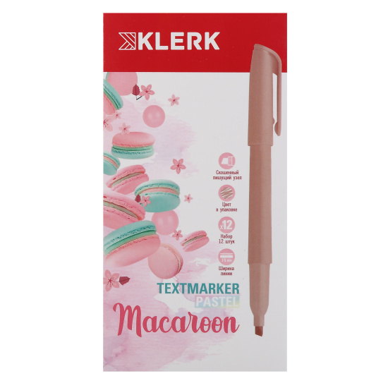 Текстовыделитель, 1-5 мм, скошенный, цвет бежевый, Macaroon Pastel, KLERK, 231712 Текстовыделитель, 1-5 мм, скошенный, цвет бежевый, Macaroon Pastel, KLERK, 231712
