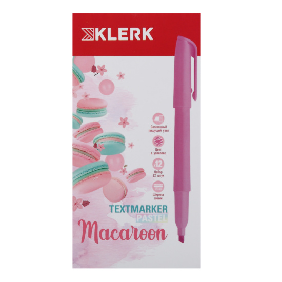 Текстовыделитель, 1-5 мм, скошенный, цвет сиреневый, Macaroon Pastel, KLERK, 231709 Текстовыделитель, 1-5 мм, скошенный, цвет сиреневый, Macaroon Pastel, KLERK, 231709