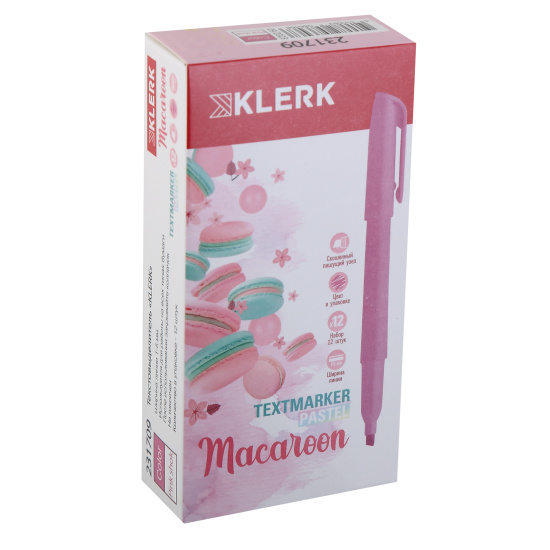 Текстовыделитель, 1-5 мм, скошенный, цвет сиреневый, Macaroon Pastel, KLERK, 231709 Текстовыделитель, 1-5 мм, скошенный, цвет сиреневый, Macaroon Pastel, KLERK, 231709