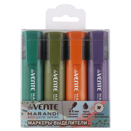 Набор текстовыделителей, 4 шт, 1-5 мм, скошенный, цвет 4 цвета, Marandi, deVENTE, 5045212