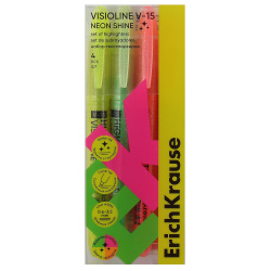 Набор текстовыделителей, 4 шт, 0,6-3,5 мм, скошенный, 4 цвета, Neon Shine, Visioline V-15, Erich Krause, 63366