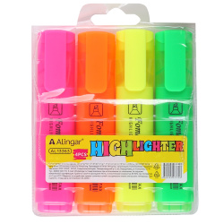 Набор текстовыделителей 4цв 1-5мм Alingar HIGHlighter AL13363 зел желт оранж роз