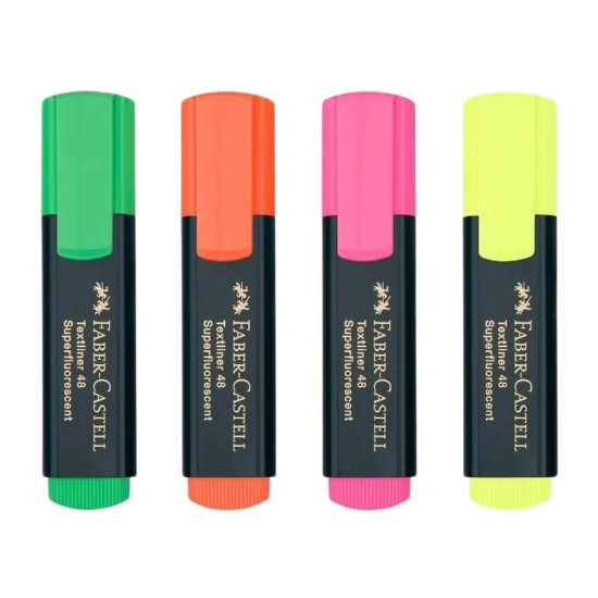 Набор текстовыделителей 4цв 1-5мм Faber-Castell 48/254844 желт роз оранж зел