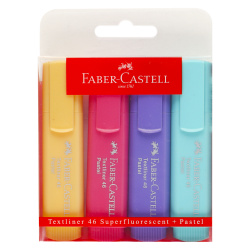 Набор текстовыделителей 4 шт, 1,0-5,0 мм, скошенный, 4 цвета 46 Superfluorescent+Pastel Faber-Castell 154610