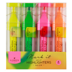 Набор текстовыделителей, 4 шт, 1-5 мм, скошенный, 4 цвета, Mark it neon, LOREX, LXHLMT-N4