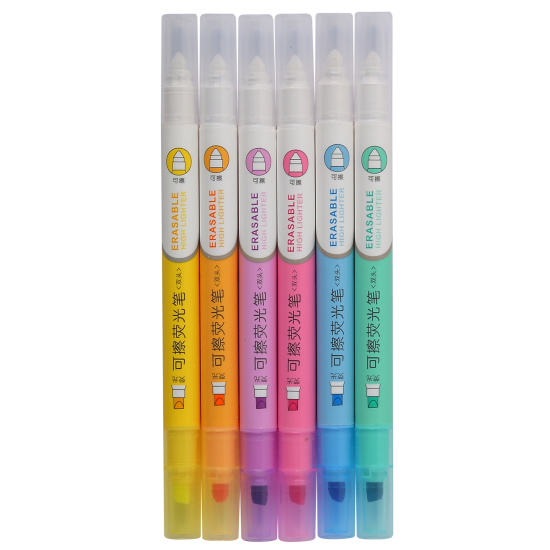 Набор текстовыделителей, 6 шт, 1-5 мм, скошенный, 6 цветов, стираемые, КОКОС, 252475