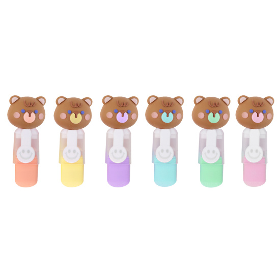 Набор текстовыделителей, 6 шт, 1-4 мм, скошенный, 6 цветов, Cute bear, КОКОС, 252408