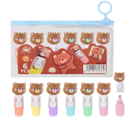 Набор текстовыделителей 6цв 1-4мм КОКОС Cute bear 252408
