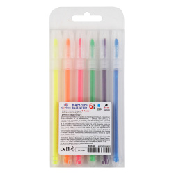 Набор текстовыделителей, 6 шт, 1-4 мм, скошенный, 6 цветов, Attomex, 5045346