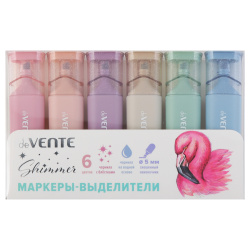 Набор текстовыделителей, 6 шт, 1-5 мм, скошенный, 6 цветов, Shimmer, deVENTE, 5045502