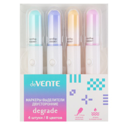 Набор текстовыделителей, 4 шт, 1-4 мм, скошенный, двусторонний, цвет 8 цветов, Degrade, deVENTE, 5045510
