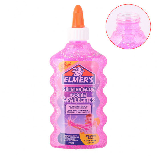 Клей для слаймов 177мл Elmers Glitter glue 1063545/2077249 розовый