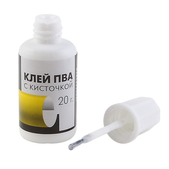 Клей ПВА, 20 мл, кисточка, Гамма, 330005