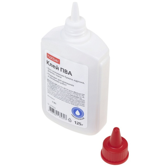Клей ПВА, 125 мл, дозатор, Hatber, GL_078562