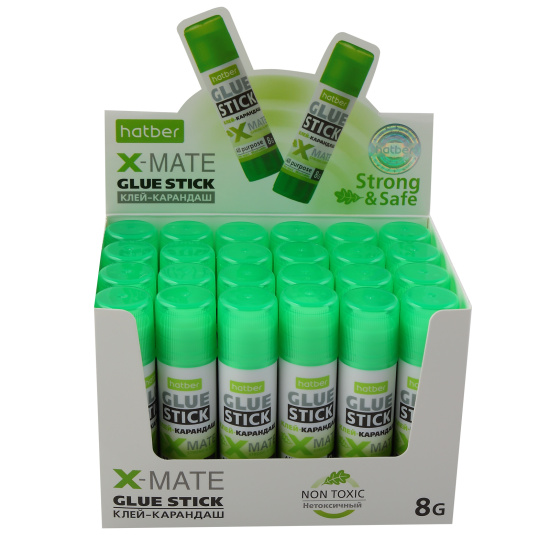 Клей-карандаш, 8 гр, PVA, круглый, X-Mate, Hatber, GS_058737