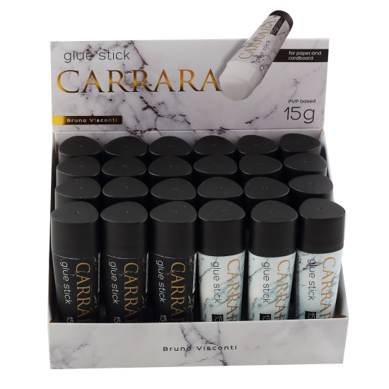 Клей-карандаш, 15 гр, PVP, трехгранный, ассорти 2 вида, Carrara, BrunoVisconti, 40-0021