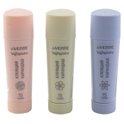 Клей-карандаш, 15 гр, PVP, круглый, ассорти 3 вида, sigNATURE, deVENTE, 4042501