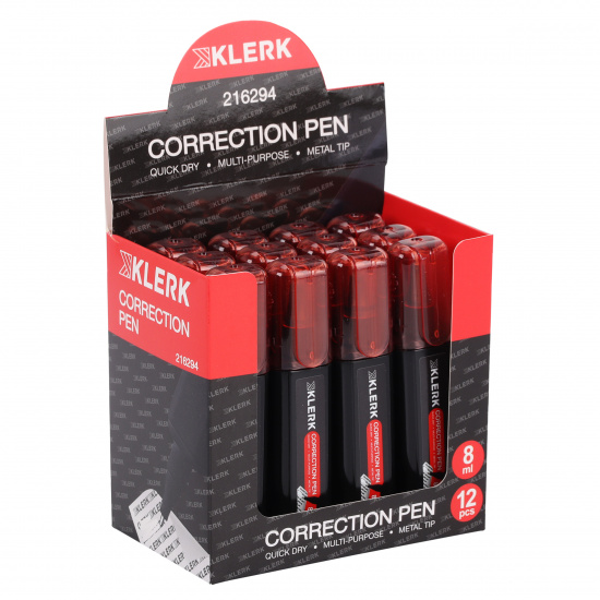 Корректирующая ручка 8 мл, основа химическая, морозоустойчивость KLERK 216294