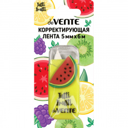 Корректирующая лента 5 мм, 6 м, съемный колпачок, блистер, европодвес Tutti-Frutti Watermelon deVENTE 4062005