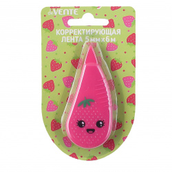 Корректирующая лента 5 мм, 6 м, съемный колпачок, блистер, европодвес Strawberry deVENTE 4062014