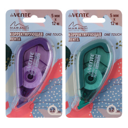 Корректирующая лента, 5 мм, 12 м, ассорти 2 вида, блистер, европодвес, deVENTE, 4062500
