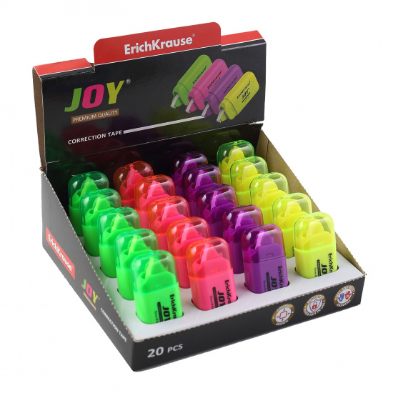 Корректирующая лента 5 мм, 6 м, съемный колпачок, ассорти 4 вида Joy ...