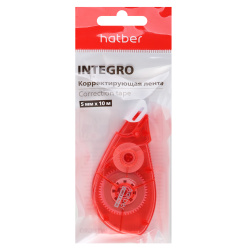 Корректирующая лента, 5 мм, 10 м, пакет орр, европодвес, Integro, Hatber, CT_089169