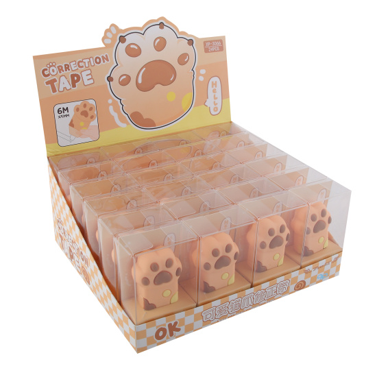 Корректирующая лента, 5 мм, 6 м, съемный колпачок, пластиковая коробка, европодвес, Лапка, КОКОС, 252026, PINEN