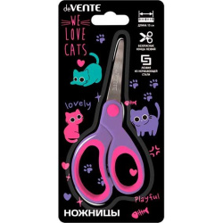 Ножницы 130мм детские deVENTE Funny Cats 8010512 резиновые вставки европодвес