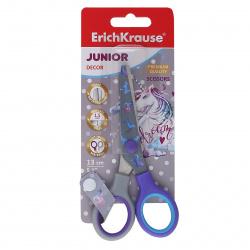 Ножницы 130мм детские Erich Krause Junior Decor Dream Unicorn 53214 резиновые вставки с принтом на лезвиях европодвес