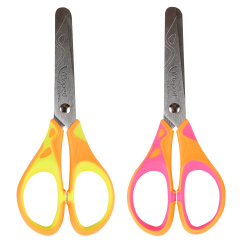 Ножницы, 130 мм, детские, нержавеющая сталь, закругленные, резиновые вставки, ассорти 2 вида, европодвес, Neon, Pulse Soft, Maped, 464401