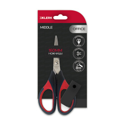 Ножницы, 160 мм, канцелярские, нержавеющая сталь 1,8 мм, острые, резиновые вставки, европодвес, Middle, KLERK, 262058