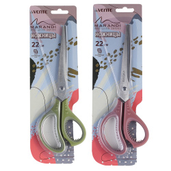 Ножницы, 220 мм, канцелярские, нержавеющая сталь, острые, резиновые вставки, ассорти 2 вида, европодвес, Marandi, deVENTE, 4091200