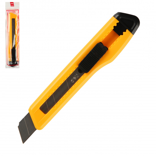 Нож канцелярский 18 мм, фиксатор, пластик, европодвес Deli E2001