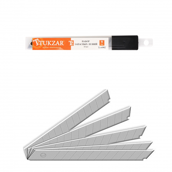 Лезвия для ножей   9мм, 10шт, пластиковый пенал Tukzar TZ 6902