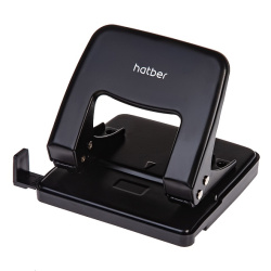 Дырокол, 25 листов, металл, линейка, 2 пробивных отверстия, цвет черный, Record, Hatber, DP_092224