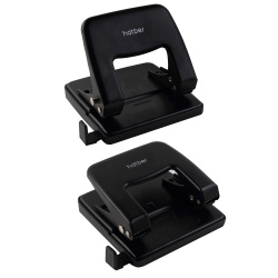 Дырокол, 40 листов, металл, линейка, 2 пробивных отверстия, цвет черный, Record, Hatber, DP_092225