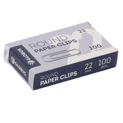 Скрепки 22 мм, 100 шт, овальная, металлические, цвет серебро, картонная коробка Globus С22-100