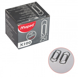 Скрепки 25мм 100шт никел прямоуг High Quality 032020