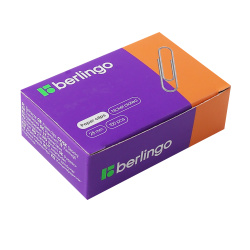 Скрепки, 28 мм, 100 шт, овальные, никелированные, цвет серебро, картонная коробка, Berlingo, BK2511