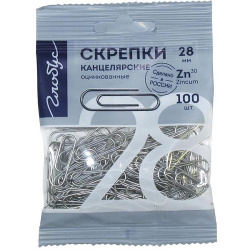 Скрепки 28мм 100шт оцинкованные овальные Глобус С28-100ЦПл в пакете с европодвесом флоу-пак