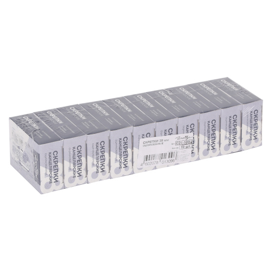 Скрепки 28 мм, 100 шт, овальная, оцинкованное, цвет серебро, картонная коробка Globus С28-100