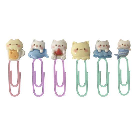 Скрепки, 6 шт, фигурные, цвет ассорти, пакет с замком zip-lock, Котики, КОКОС, 252651